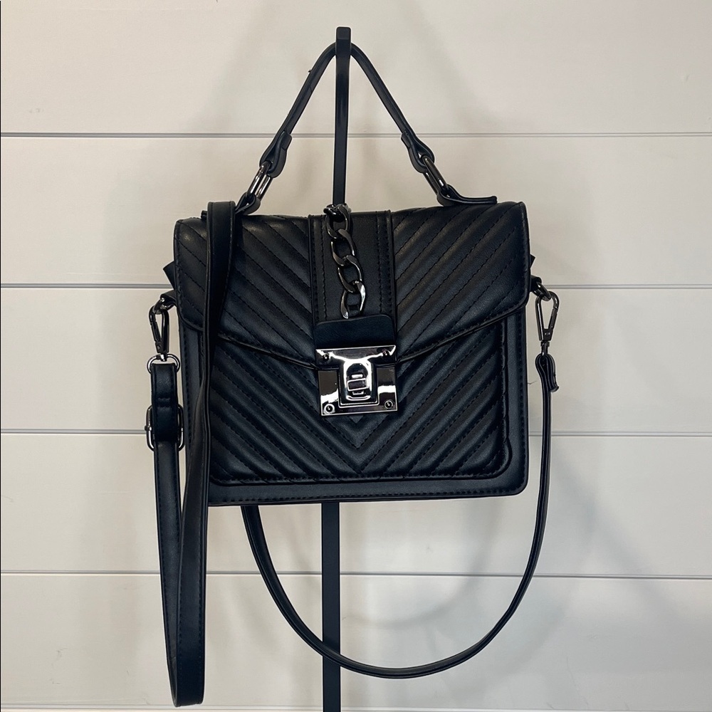 Quilted Leather Crossbody - Top Handle Satchel - Shoulder Purse